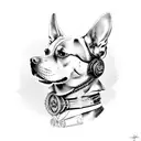 steampunk dog print tattoo design idea