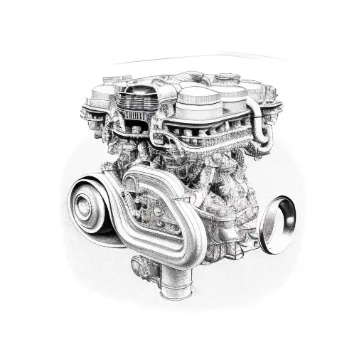 Sleeve tattoo,old style car around internal parts of a car like an engine  tattoo design idea