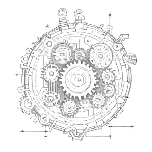 Incorporate Morse code into a design featuring mechanical gears and circuitry elements. tattoo design idea