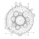 Incorporate Morse code into a design featuring mechanical gears and circuitry elements. tattoo design idea