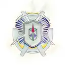 shield, halo, and YVO initials tattoo design idea