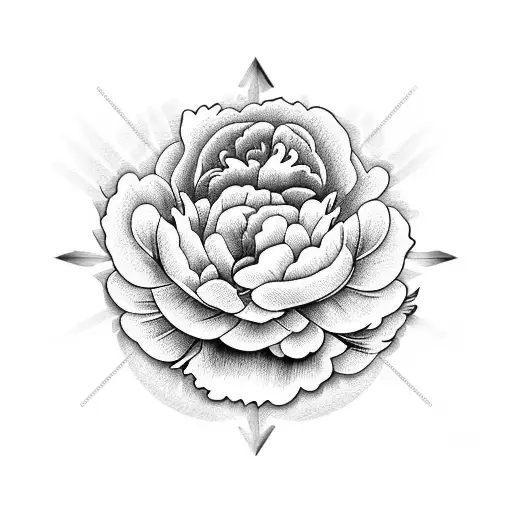 Peony sleeve with Roman numerals tattoo design idea