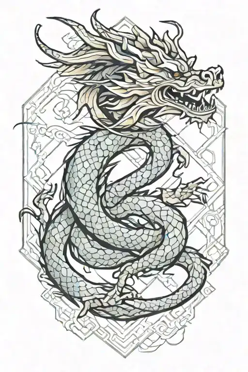 geometric japanese dragon tattoo design idea
