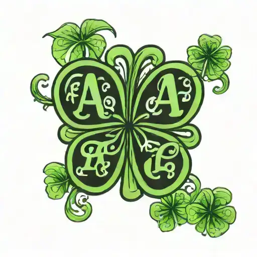 Shamrock with letters a and t tattoo design idea