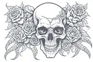 rose scorpion skull tattoo design idea