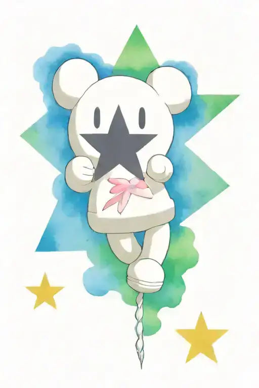 Kaws figure and barber pole star design tattoo design idea