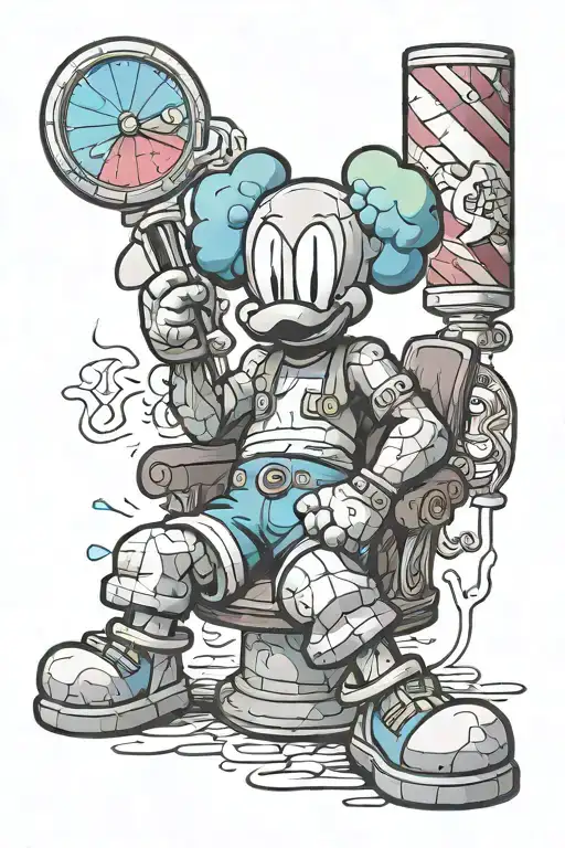Kaws figure and barber pole   tattoo design idea