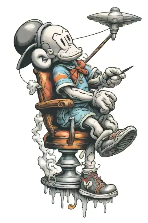 Kaws figure and barber pole   tattoo design idea