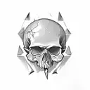 skull stabbed with daggers tattoo design idea
