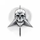 skull stabbed with daggers tattoo design idea