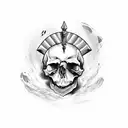 skull stabbed with daggers tattoo design idea