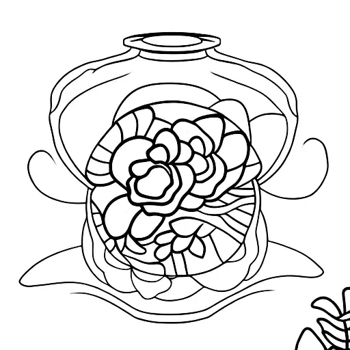 flower vase with little turtle inside tattoo design idea