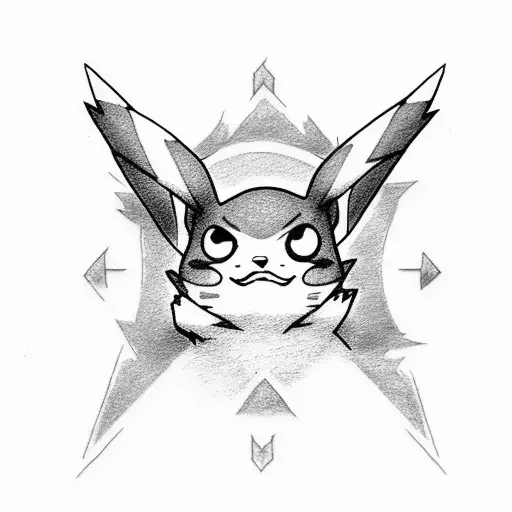 A minimalist tattoo of Pikachu wearing Naruto's headband tattoo design idea