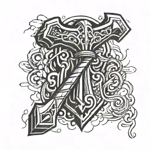 Thor's hammer Mjolnir tattoo design idea