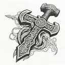 Thor's hammer Mjolnir tattoo design idea
