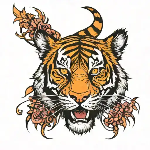 tiger face tattoo design idea
