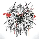 Spider, heart from web, pistol tattoo design idea
