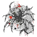 Spider, heart from web, pistol tattoo design idea