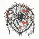 Spider, heart from web, pistol tattoo design idea