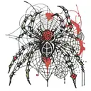 Spider, heart from web, pistol tattoo design idea