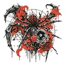 Spider, heart from web, pistol tattoo design idea
