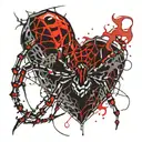 Spider, heart from web, pistol tattoo design idea