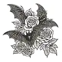Medical alert bats roses tattoo design idea