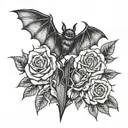 Medical alert bats roses tattoo design idea