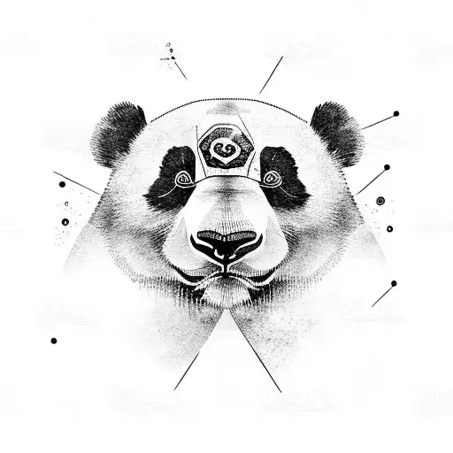 a  head of a panda bear looking straight ahead tattoo design idea