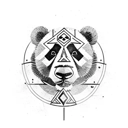 a  head of a panda bear looking straight ahead tattoo design idea