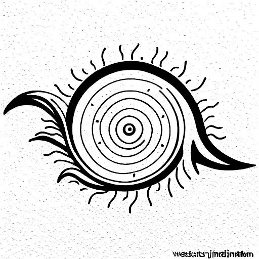 sun line work with a wave in the middle tattoo design idea