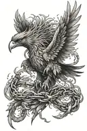 Phoenix breaking from shackles tattoo design idea