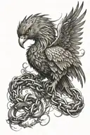 Phoenix breaking from shackles tattoo design idea