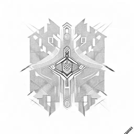 futuristic pattern like armour tattoo design idea