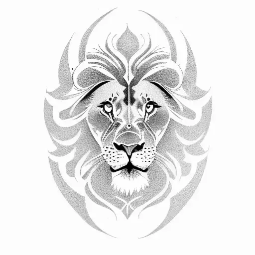 Blackwork "Cover Up Of A Lion" Tattoo Idea BlackInk AI