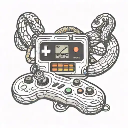 snake and game controller tattoo design idea