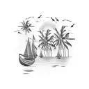 goa kerala sunset beach backwaters boats coconut trees church temple tattoo design idea