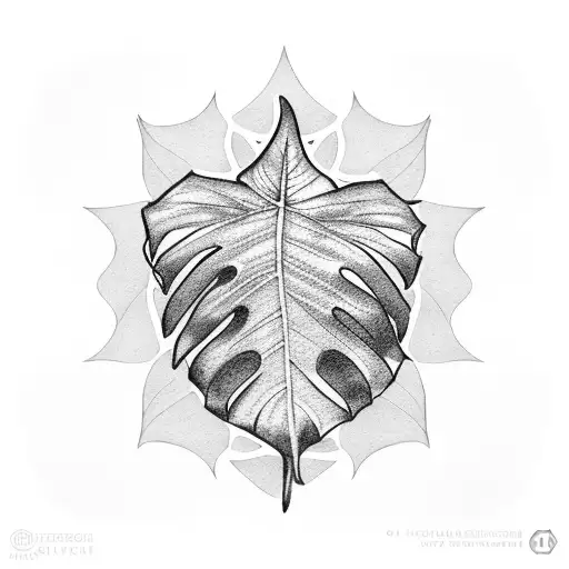 monstera leaf greatest American hero logo tattoo design idea