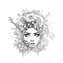 A broken chainsaw with flowers growing out of it, symbolizing the strength gained from fighting personal demons and embracing the beauty in life's challenges tattoo design idea