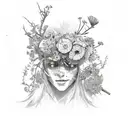 A broken chainsaw with flowers growing out of it, symbolizing the strength gained from fighting personal demons and embracing the beauty in life's challenges tattoo design idea