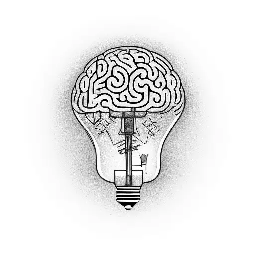 lightbulb with brain inside tattoo design idea