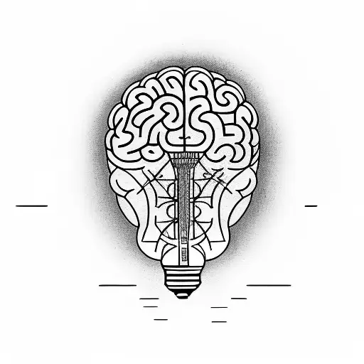 lightbulb with brain inside tattoo design idea