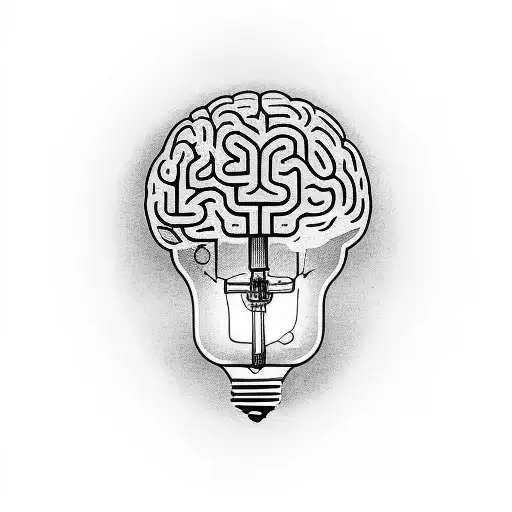 lightbulb with brain inside tattoo design idea