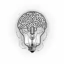 lightbulb with brain inside tattoo design idea