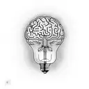lightbulb with brain inside tattoo design idea