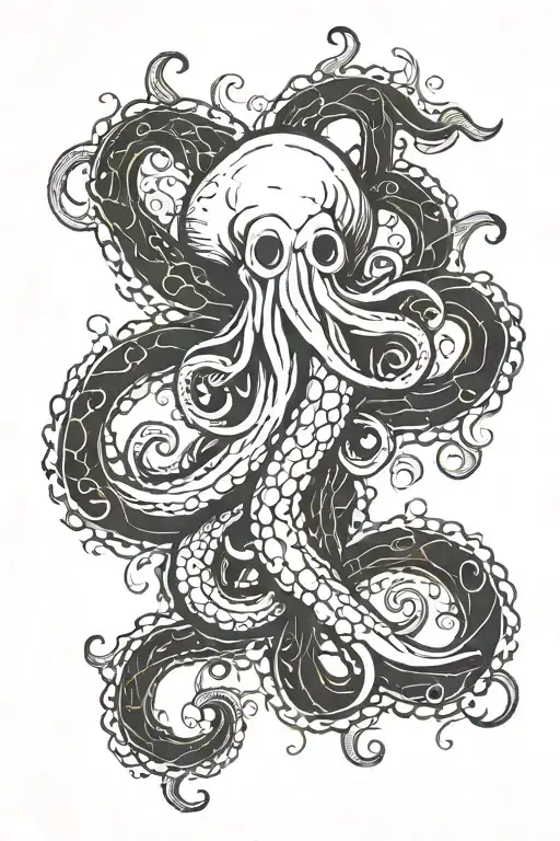 squid style kraken wrapping around forearm  tattoo design idea