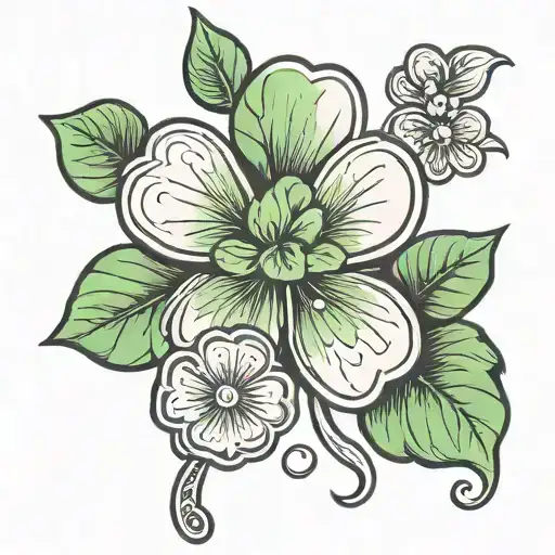 four leaf clover and penny tattoo design idea