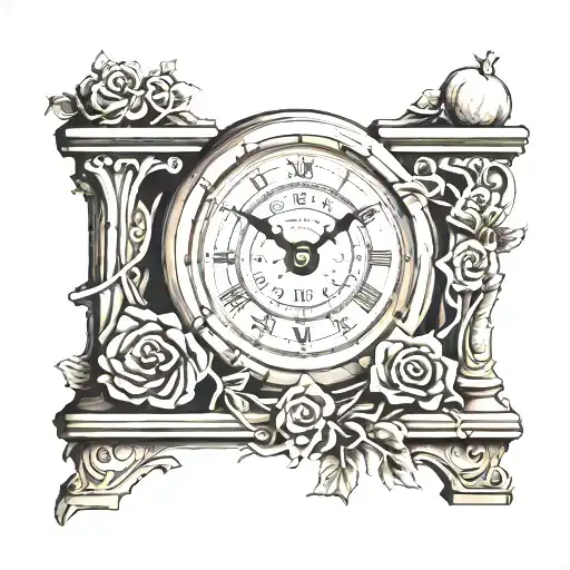 Headstone shaped like clock tattoo design idea