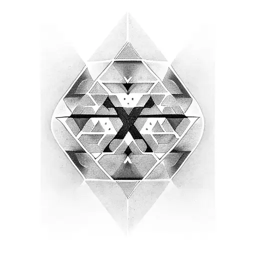 Geometric representation of a native American tribe symbol and hellebore  tattoo design idea