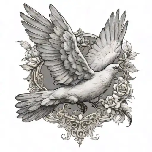 religious dove flying tattoo design idea